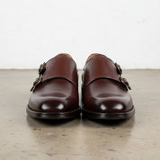 Handmade Men's Cow Leather Monk Strap Dress Shoes - front-view