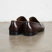 Handmade Men's Cow Leather Penny Loafer Shoes - back-view