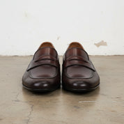 Handmade Men's Cow Leather Penny Loafer Shoes - front-view