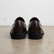 Handmade Men's Cow Leather Penny Loafers - back-view