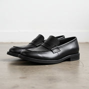 Handmade Men's Cow Leather Slip-On Dress Shoes - angle-view-showing-depth