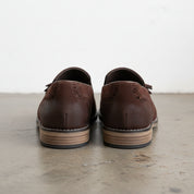Handmade Men's Cow Leather Suede Brogue Slip-On Shoes - back-view