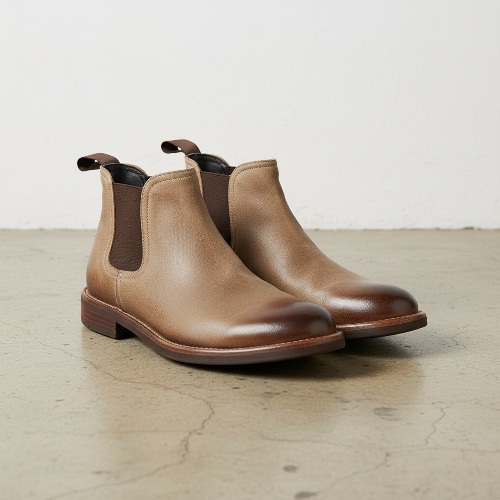 Handmade Men's Cow Leather Suede Casual Chelsea Boots - 3-4-right-view