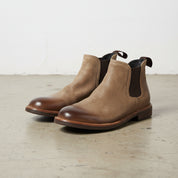 Handmade Men's Cow Leather Suede Casual Chelsea Boots - angle-view-showing-depth