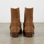 Handmade Men's Cow Leather Suede High Ankle Boots - back-view