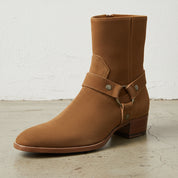 Handmade Men's Cow Leather Suede High Ankle Boots - detail-view-showing-texture