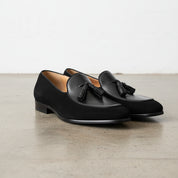 Handmade Men's Cow Leather Suede Loafer Shoes - front-view