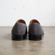 Handmade Men's Cow Leather Suede Penny Loafers - back-view