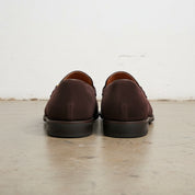 Handmade Men's Cow Leather Suede Penny Loafers - back-view