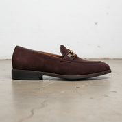 Handmade Men's Cow Leather Suede Penny Loafers - detail-view-showing-texture