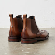 Handmade Men's Cow Leather Suede Wingtip Dress Boots - back-view