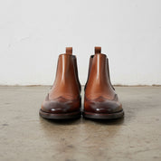 Handmade Men's Cow Leather Suede Wingtip Dress Boots - front-view