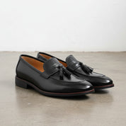 Handmade Men's Cow Leather Tassel Loafers - 3-4-right-view