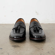 Handmade Men's Cow Leather Tassel Loafers - front-view