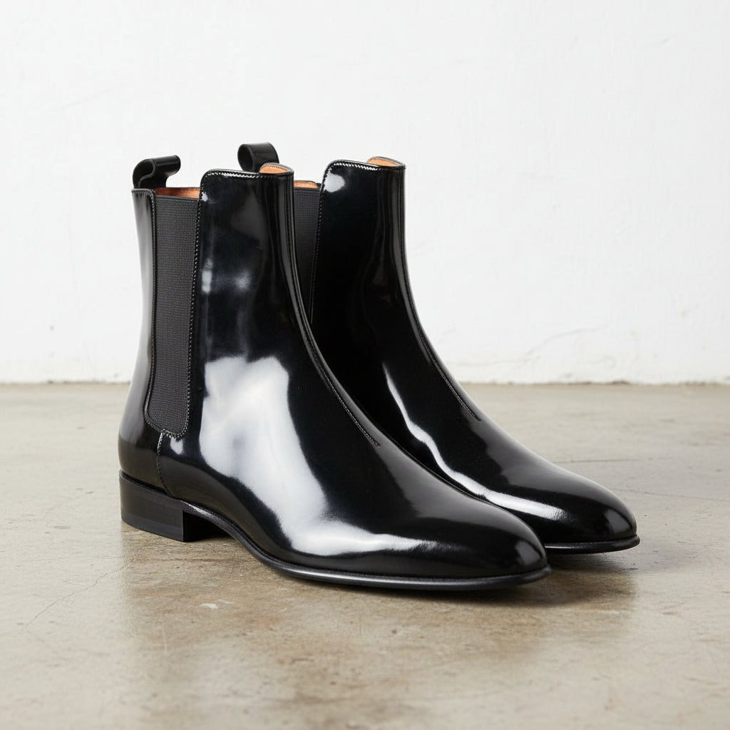 Handmade Men's Cow Leather Waterproof Wear-Resistant Modern Zipper Boots - 3-4-right-view