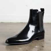 Handmade Men's Cow Leather Waterproof Wear-Resistant Modern Zipper Boots - detail-view-showing-texture