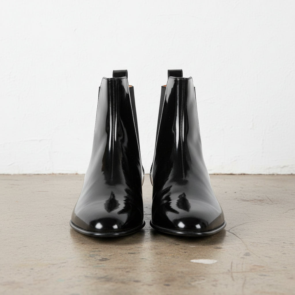 Handmade Men's Cow Leather Waterproof Wear-Resistant Modern Zipper Boots - front-view