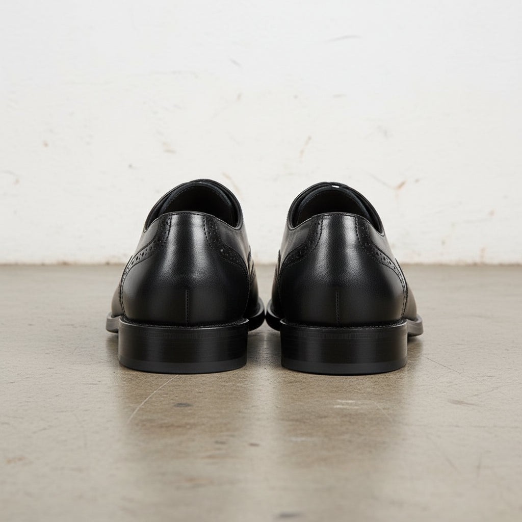 Handmade Men's Cow Leather Wingtip Brogues Dress Shoes - back-view