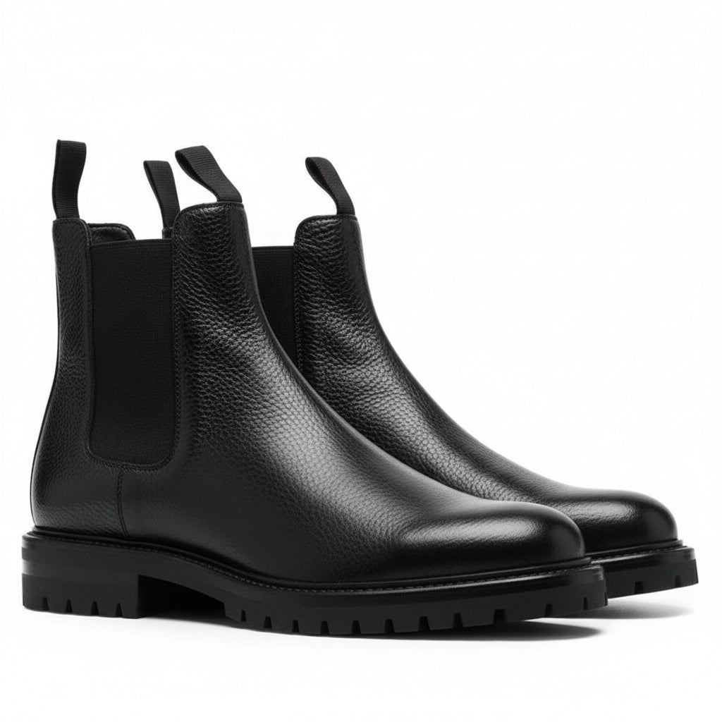 Handmade Men's Cow Premium Leather Ankle Boots - 3-4-right-view