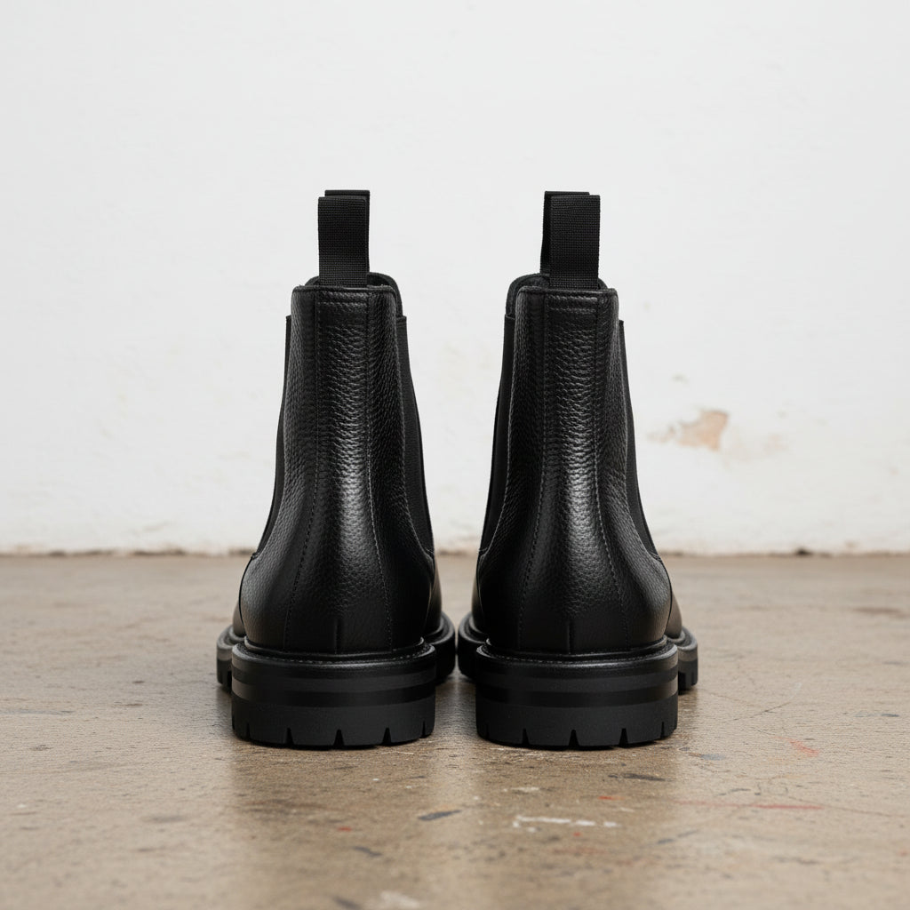 Handmade Men's Cow Premium Leather Ankle Boots - back-view