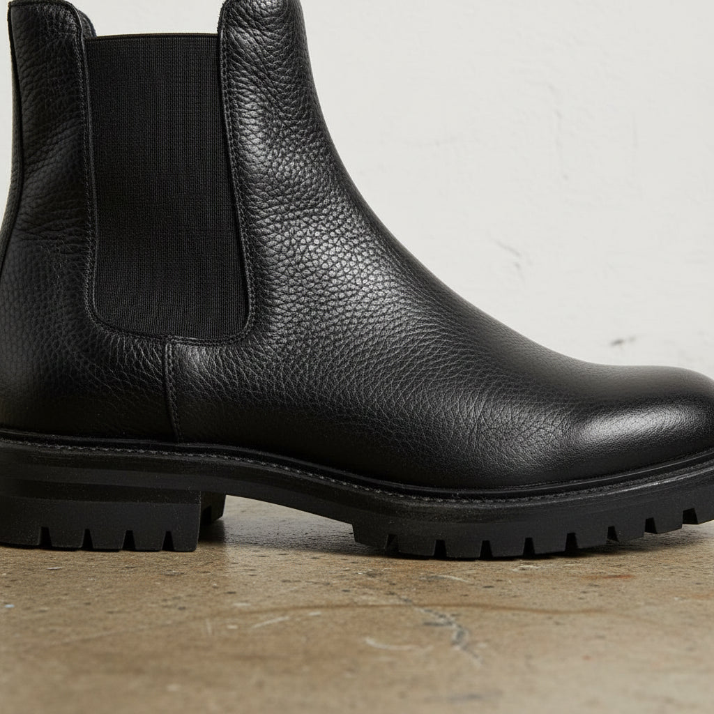 Handmade Men's Cow Premium Leather Ankle Boots - detail-view-showing-texture