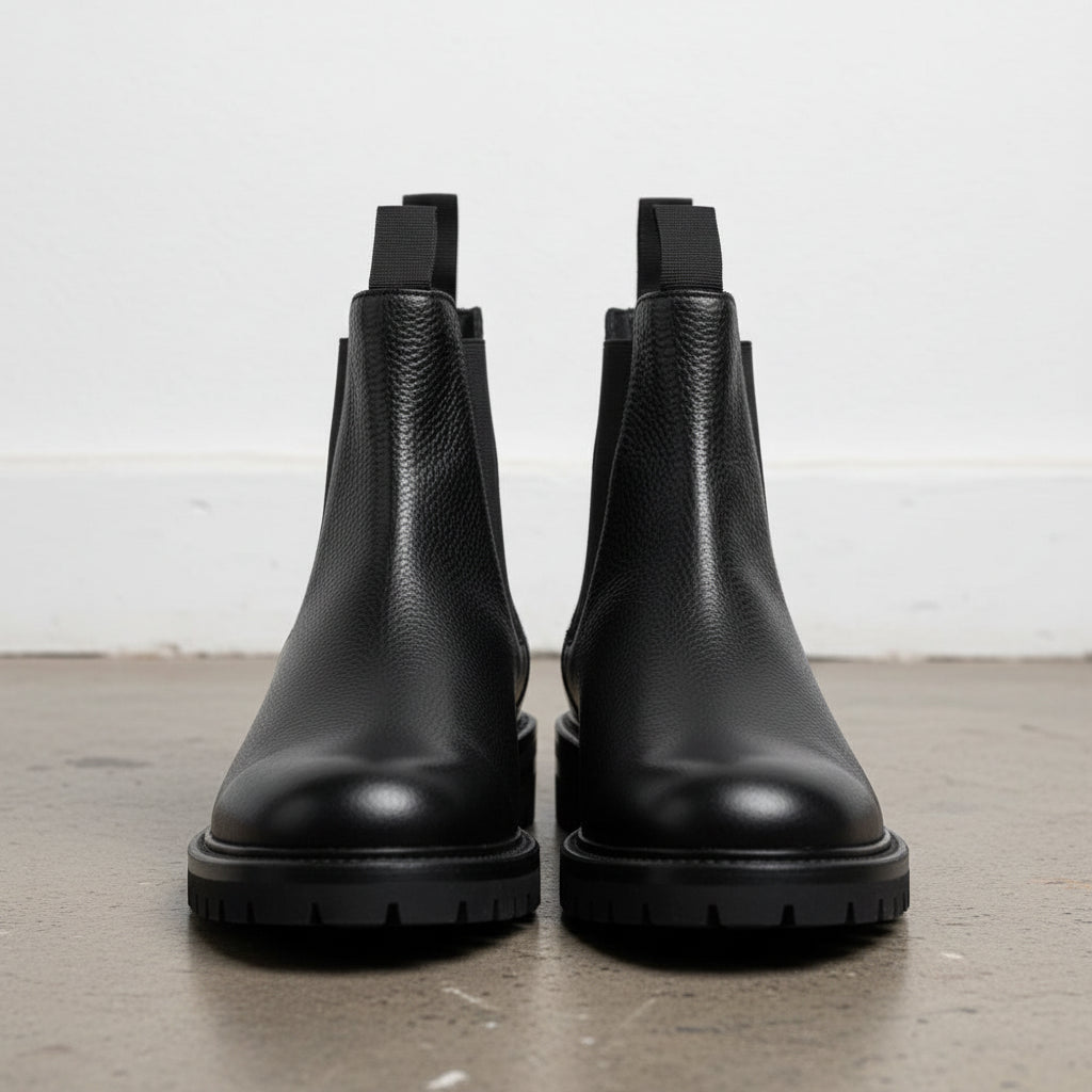 Handmade Men's Cow Premium Leather Ankle Boots - front-view