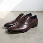 Handmade Men's Cow Premium Leather Formal Dress Shoes - angle-view-showing-depth