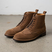 Handmade Men's Cow Premium Leather Lace-Up Boots - angle-view-showing-depth