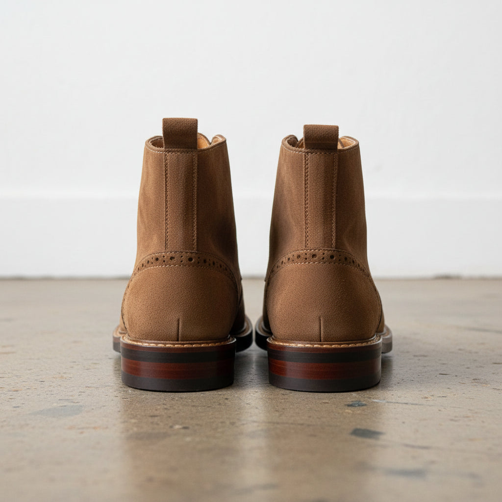 Handmade Men's Cow Premium Leather Lace-Up Boots - back-view