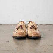 Handmade Men's Cow Premium Leather Tassel Loafers - front-view