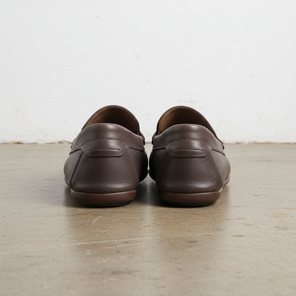 Handmade Men's Cow Suede Casual Loafer Shoes - back-view