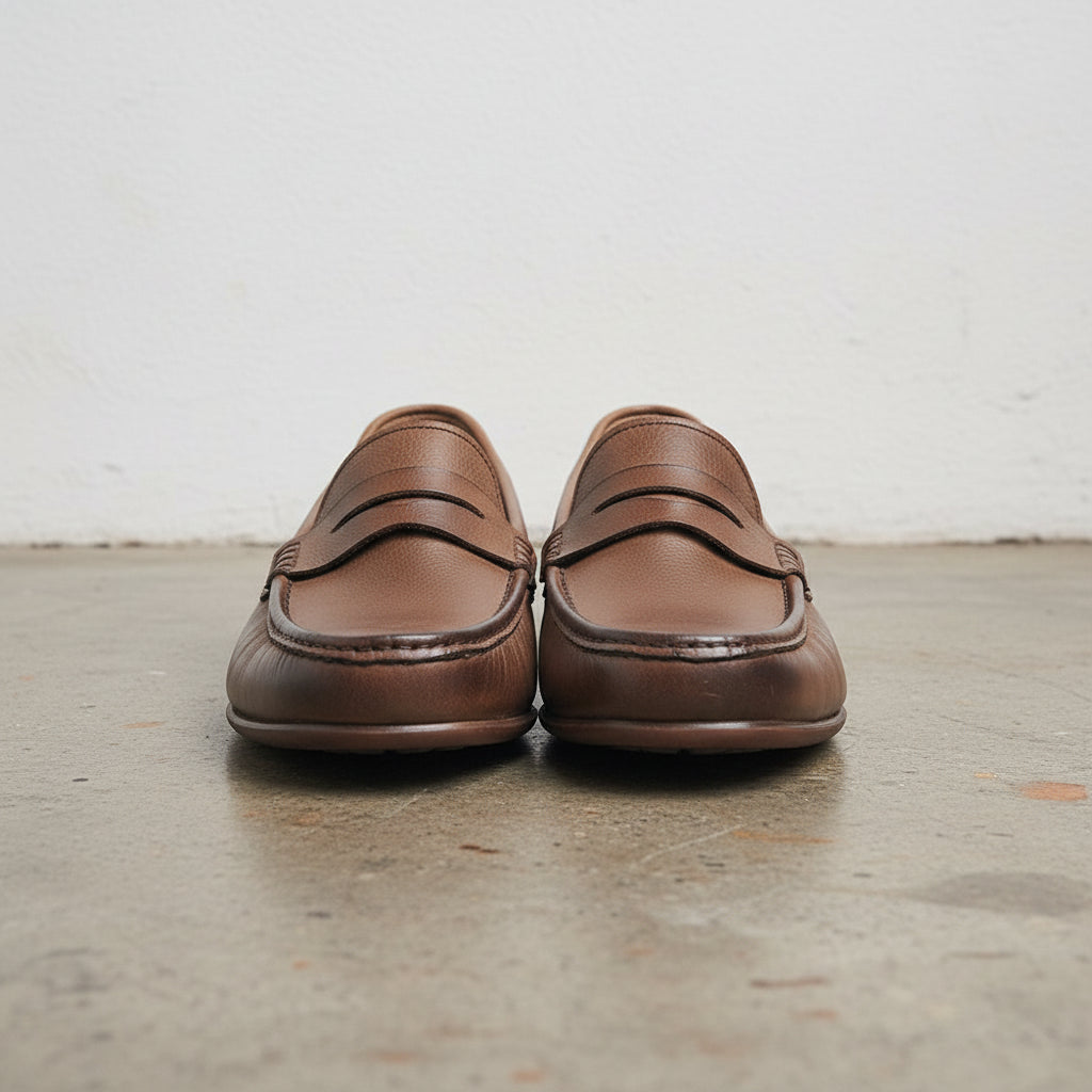 Handmade Men's Cow Suede Casual Loafer Shoes - front-view