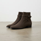 Handmade Men's Cow Suede Chelsea Boots - angle-view-showing-depth