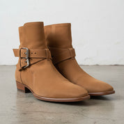 Handmade Men's Cowhide Suede High Ankle Boots - angle-view-showing-depth