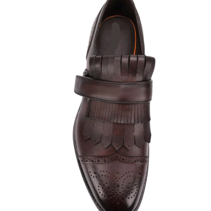Handmade Mens Dark brown Fringe Shoes, Men leather Loafer shoes