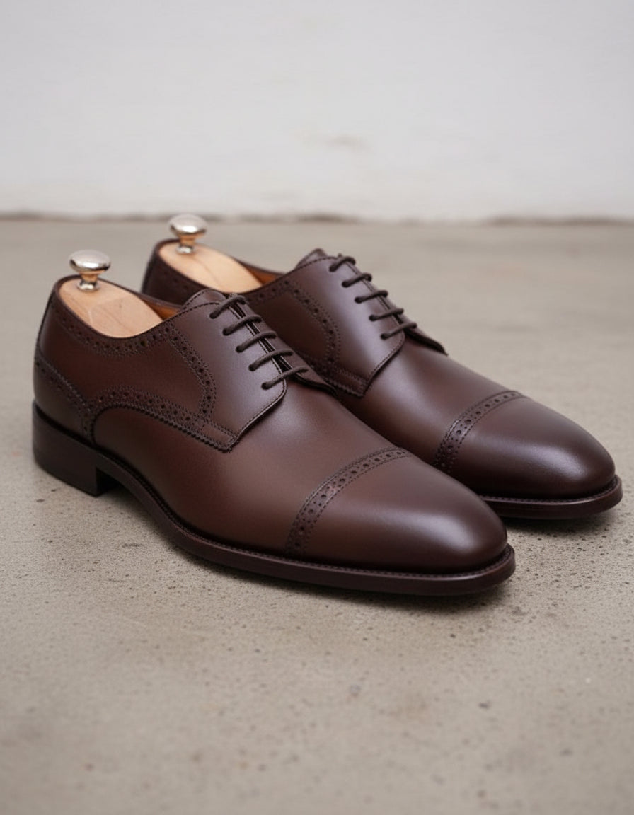 Handmade Mens dark brown lace up dress shoes, Men leather oxford shoes - 3-4-right-view