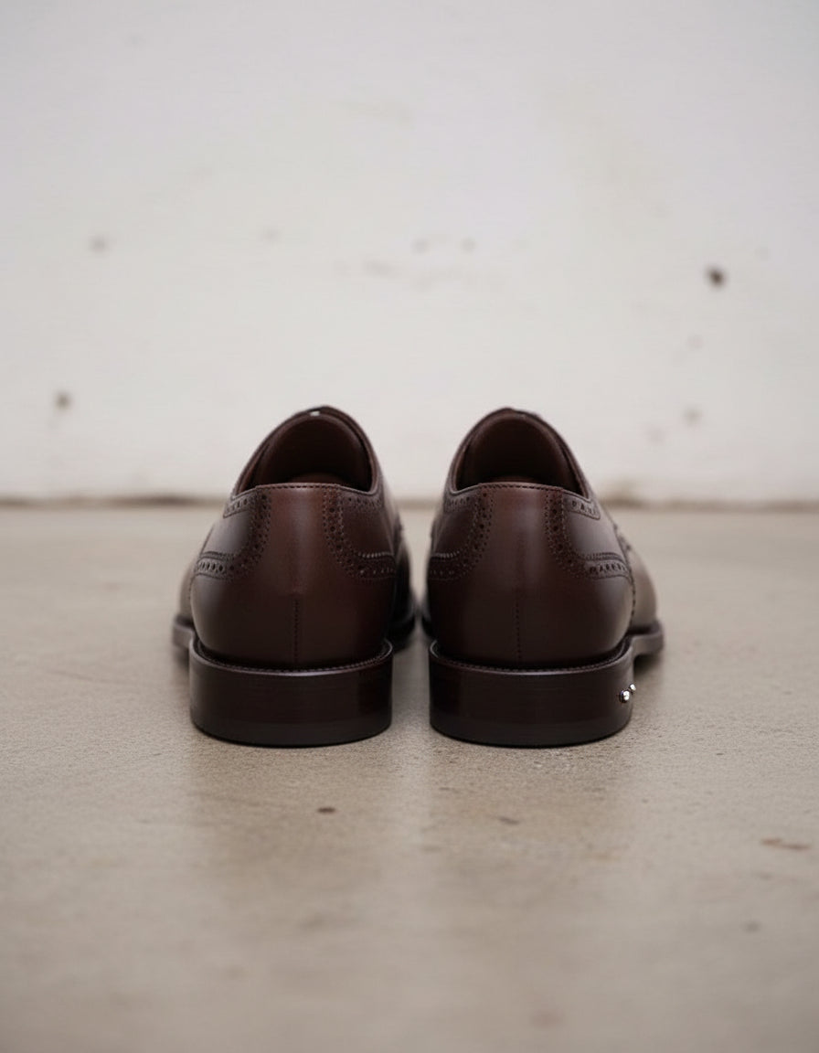 Handmade Mens dark brown lace up dress shoes, Men leather oxford shoes - back-view