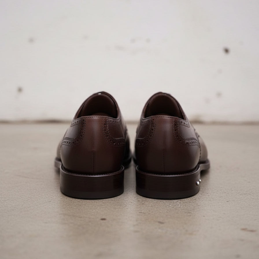 Handmade Mens dark brown lace up dress shoes, Men leather oxford shoes - back-view