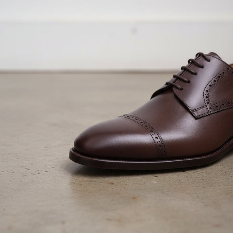 Handmade Mens dark brown lace up dress shoes, Men leather oxford shoes - detail-view-showing-texture