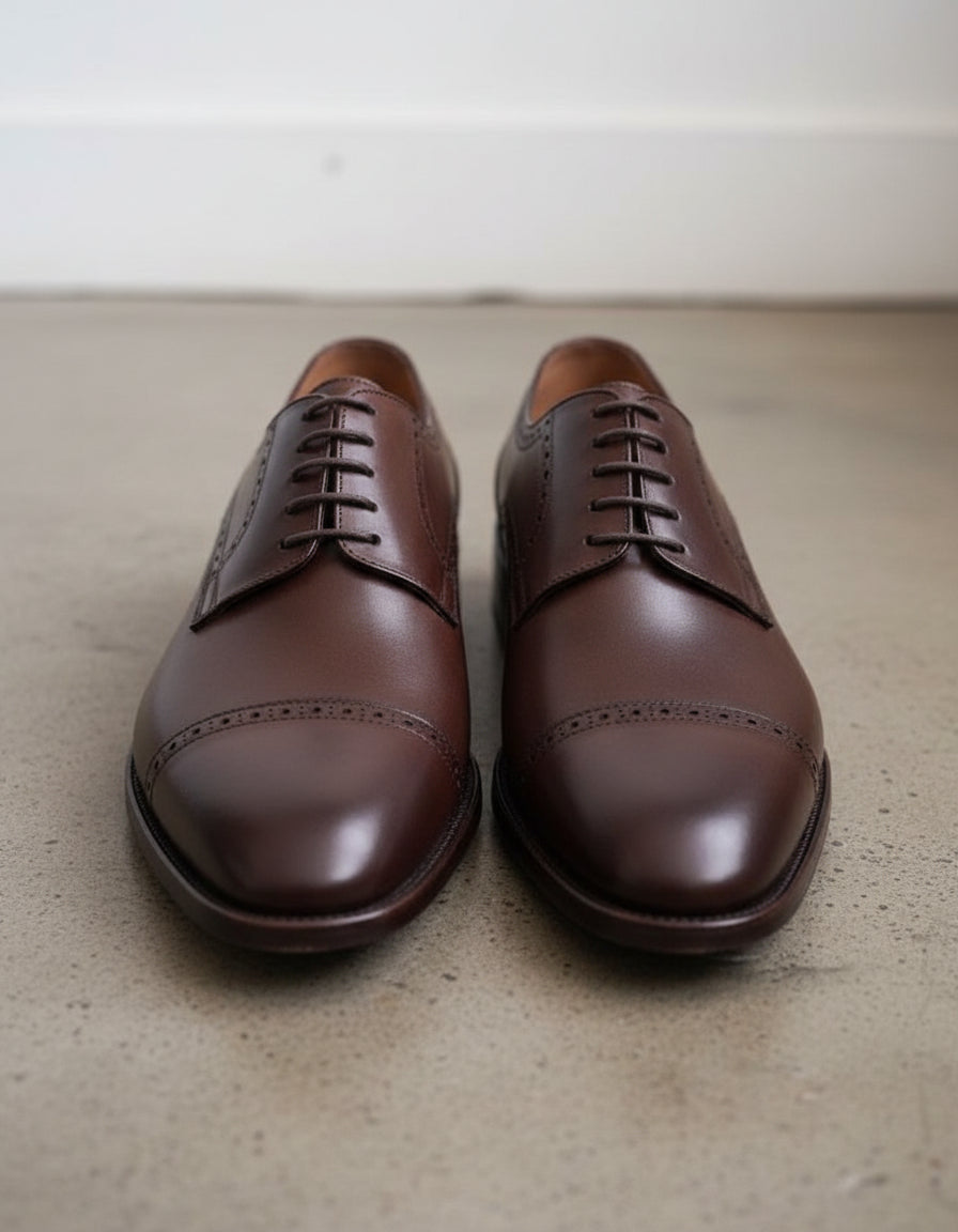 Handmade Mens dark brown lace up dress shoes, Men leather oxford shoes - front-view