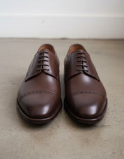 Handmade Mens dark brown lace up dress shoes, Men leather oxford shoes - front-view