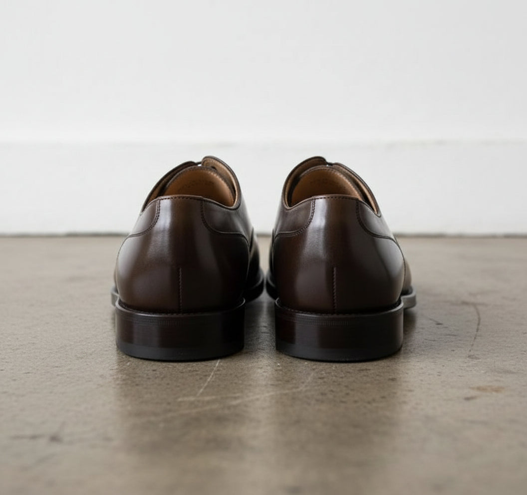 Handmade Mens dark brown lace up dress shoes, office leather oxford shoes - back-view