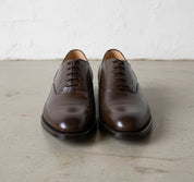 Handmade Mens dark brown lace up dress shoes, office leather oxford shoes - front-view