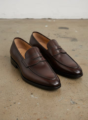 Handmade Mens dark Brown leather moccasins, Men leather casual shoes - angle-view-showing-depth