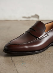 Handmade Mens dark Brown leather moccasins, Men leather casual shoes - detail-view-showing-texture