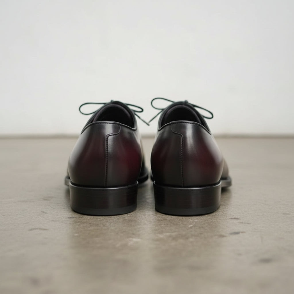 Handmade Mens Dark burgundy Oxfords dress shoes, burgundy formal Shoes - back-view