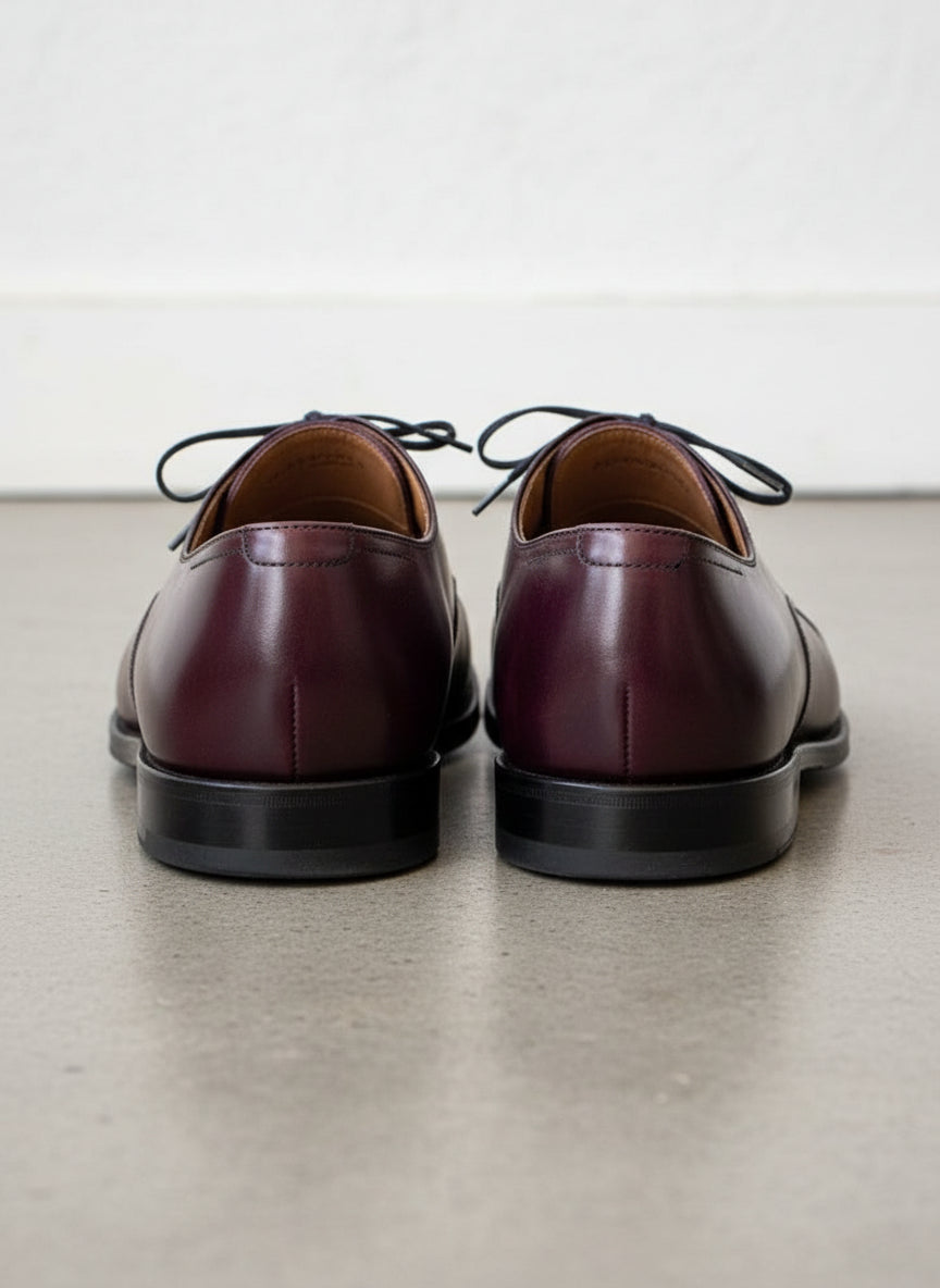 Handmade Mens dark maroon lace up dress shoes, Men leather oxford shoes - back-view