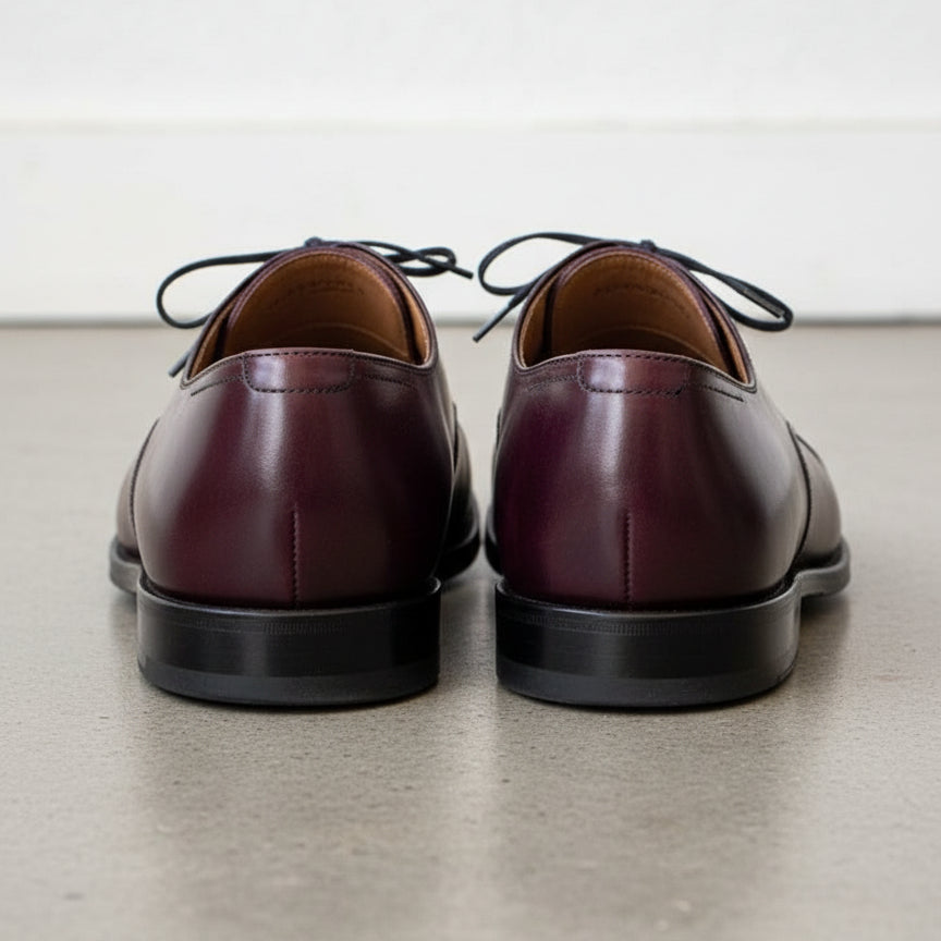 Handmade Mens dark maroon lace up dress shoes, Men leather oxford shoes - back-view