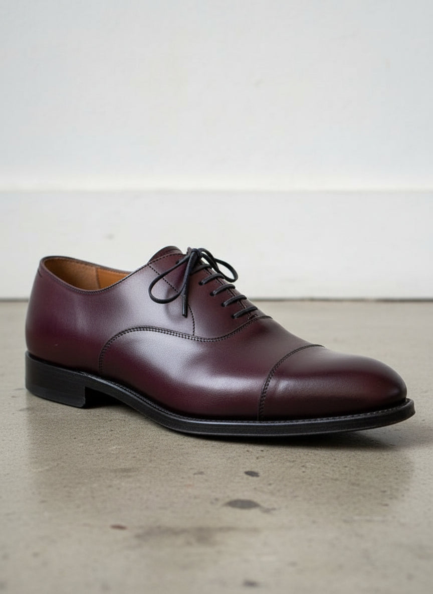 Handmade Mens dark maroon lace up dress shoes, Men leather oxford shoes - detail-view-showing-texture