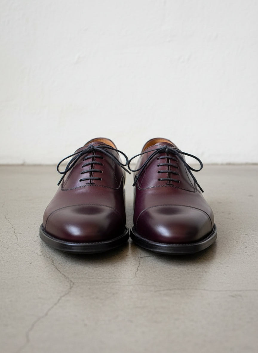 Handmade Mens dark maroon lace up dress shoes, Men leather oxford shoes - front-view
